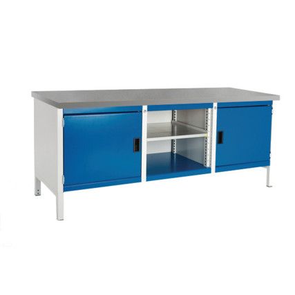 CUBIO STORAGE BENCH 2078-3.1 WITH LINO WORKTOP-LIGHT GREY/BLUE