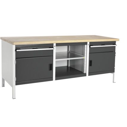 CUBIO STORAGE BENCH 2078-1.2 WITH MPX WORKTOP-LIGHT/ANTH GREY