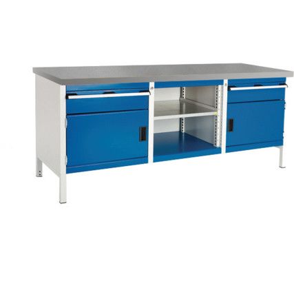 CUBIO STORAGE BENCH 2078-3.2 WITH LINO WORKTOP-LIGHT GREY/BLUE