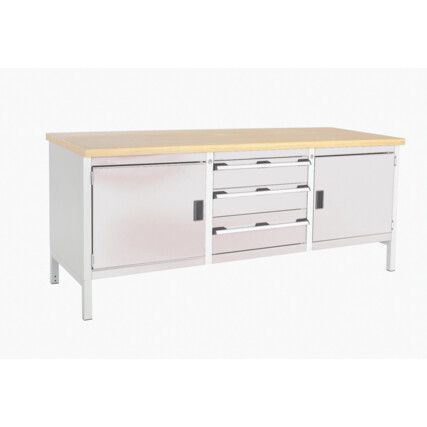 CUBIO STORAGE BENCH 2078-1.3 WITH MPX WORKTOP-LIGHT GREY