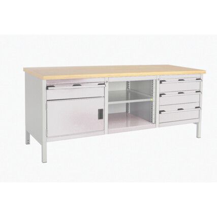 CUBIO STORAGE BENCH 2078-1.4 WITH MPX WORKTOP-LIGHT GREY