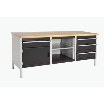 CUBIO STORAGE BENCH 2078-1.4 WITH MPX WORKTOP-LIGHT/ANTH GREY