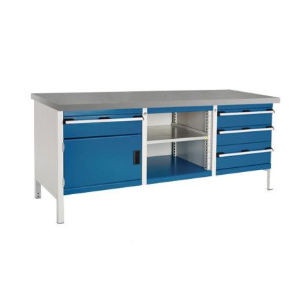 CUBIO STORAGE BENCH 2078-3.4 WITH LINO WORKTOP-LIGHT GREY/BLUE