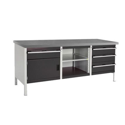 CUBIO STORAGE BENCH 2078-3.4 WITH LINO WORKTOP-LIGHT/ANTH GREY