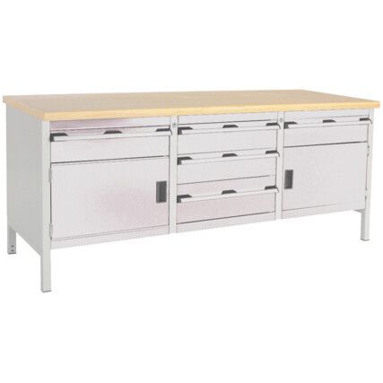 CUBIO STORAGE BENCH 2078-1.6 WITH MPX WORKTOP-LIGHT GREY