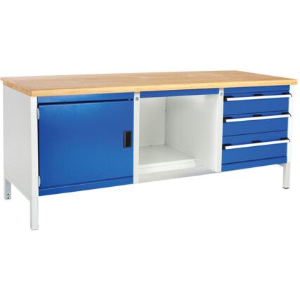 CUBIO STORAGE BENCH 2078-1.8 WITH MPX WORKTOP-LIGHT GREY/BLUE