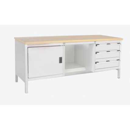 CUBIO STORAGE BENCH 2078-1.8 WITH MPX WORKTOP-LIGHT GREY