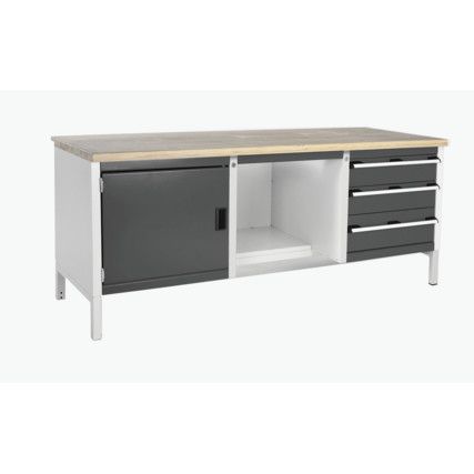 CUBIO STORAGE BENCH 2078-1.8 WITH MPX WORKTOP-LIGHT/ANTH GREY