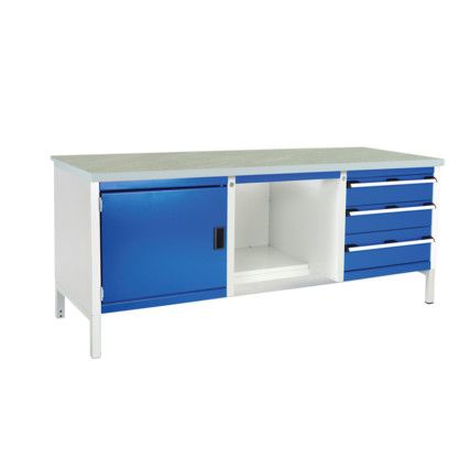 CUBIO STORAGE BENCH 2078-3.8 WITH LINO WORKTOP-LIGHT GREY/BLUE