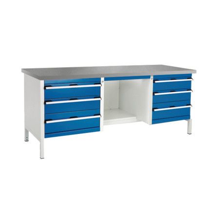 CUBIO STORAGE BENCH 2078-3.9 WITH LINO WORKTOP-LIGHT GREY/BLUE