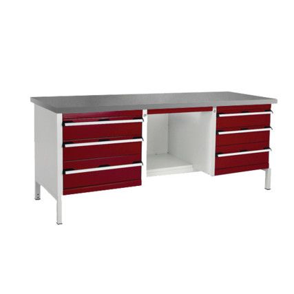 CUBIO STORAGE BENCH 2078-3.9 WITH LINO WORKTOP-LIGHT GREY/RED