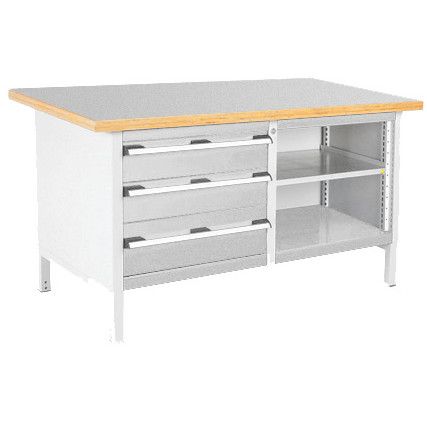 CUBIO STORAGE BENCH 1578-3.11 WITH LINO WORKTOP-LIGHT GREY