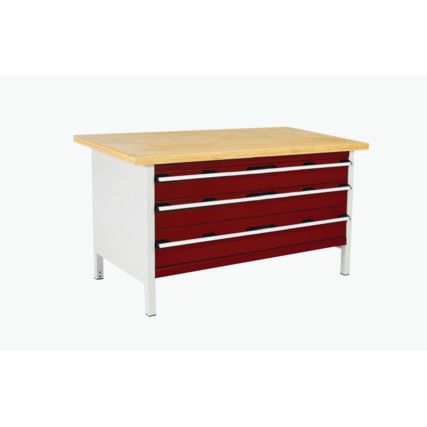 CUBIO STORAGE BENCH 1578-1.22 WITH MPX WORKTOP-LIGHT GREY/RED