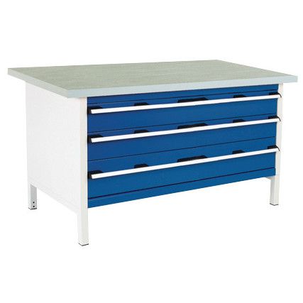 CUBIO STORAGE BENCH 1578-3.22 WITH LINO WORKTOP-LIGHT GREY/BLUE