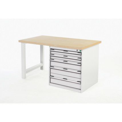 Cubio Hevay Duty Workbench with Cabinet, Light Grey, 840mm