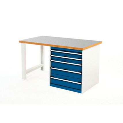 Cubio Hevay Duty Workbench with Cabinet, Light Grey, 840mm