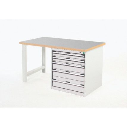 Cubio Hevay Duty Workbench with Cabinet, Light Grey, 840mm