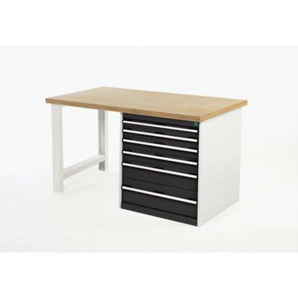 Cubio Hevay Duty Workbench with Cabinet, Anthracite Grey, 840mm