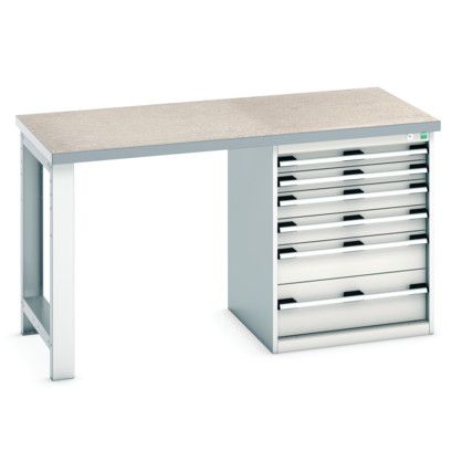 Cubio Hevay Duty Workbench with Cabinet, Light Grey, 840mm