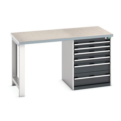 Cubio Hevay Duty Workbench with Cabinet, Anthracite Grey, 840mm