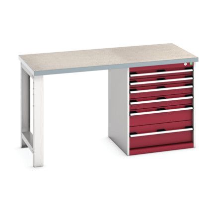 Cubio Hevay Duty Workbench with Cabinet, Light Grey, 840mm