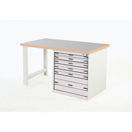 CUBIO PEDESTAL BENCH 2078 WITH LINO TOP & 668-6 CABINET-LIGHT GREY