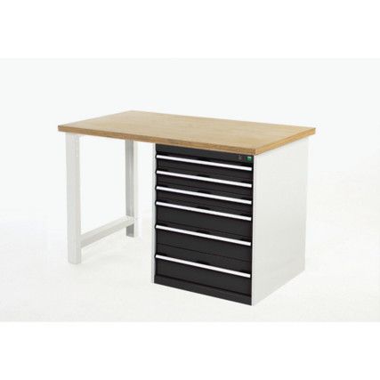 Cubio Hevay Duty Workbench with Cabinet, Light Grey, 940mm x 1500mm x 750mm