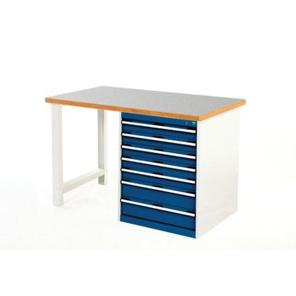 Cubio Hevay Duty Workbench with Cabinet, Light Grey, 940mm x 1500mm x 750mm