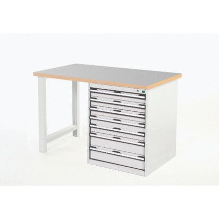 Cubio Hevay Duty Workbench with Cabinet, Light Grey, 940mm x 1500mm x 750mm