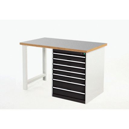 Cubio Hevay Duty Workbench with Cabinet, Anthracite Grey, 940mm x 1500mm x 750mm