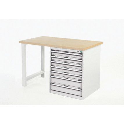 Cubio Hevay Duty Workbench with Cabinet, Light Grey, 940mm x 1500mm x 750mm