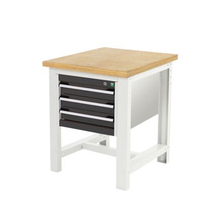 CUBIO WORKSTAND + 3 DRAWER CABINET W/ MPX WORKTOP-LIGHT/ANTH GREY