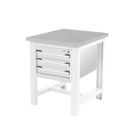 CUBIO WORKSTAND + 3 DRAWER CABINET WITH LINO WORKTOP-LIGHT GREY