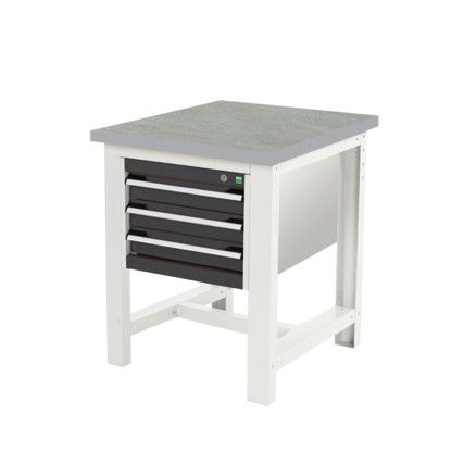 CUBIO WORKSTAND + 3 DRAWER CABINET W/ LINO WORKTOP-LIGHT/ANTH GREY