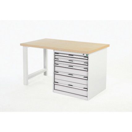 Cubio Hevay Duty Workbench with Cabinet, Light Grey, 840mm x 1500mm x 900mm