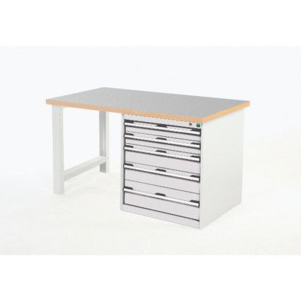 Cubio Hevay Duty Workbench with Cabinet, Light Grey, 840mm x 1500mm x 900mm