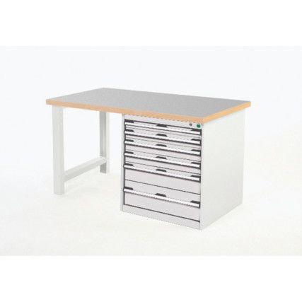 Cubio Hevay Duty Workbench with Cabinet, Light Grey, 840mm x 1500mm x 900mm