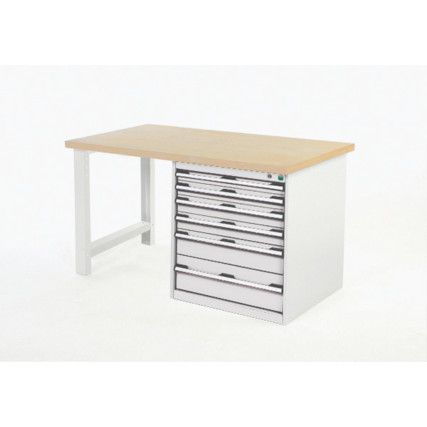 Cubio Hevay Duty Workbench with Cabinet, Light Grey, 840mm x 2000mm x 900mm