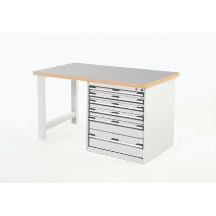 Cubio Hevay Duty Workbench with Cabinet, Light Grey, 840mm x 2000mm x 900mm