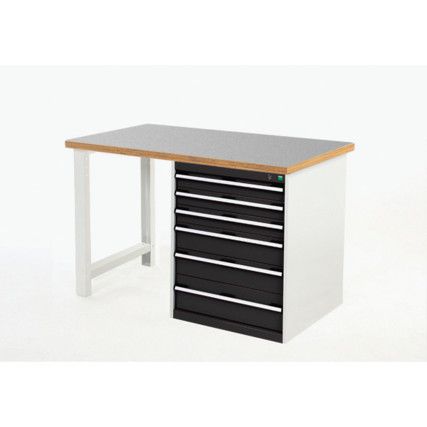 Cubio Hevay Duty Workbench with Cabinet, Anthracite Grey, 840mm x 1500mm x 900mm