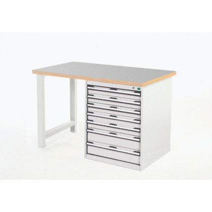 Cubio Hevay Duty Workbench with Cabinet, Light Grey, 840mm x 2000mm x 900mm