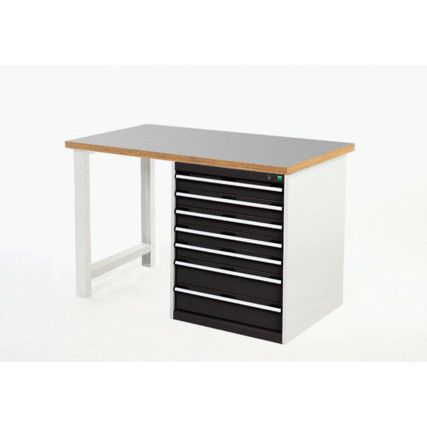 Cubio Hevay Duty Workbench with Cabinet, Anthracite Grey, 840mm x 2000mm x 900mm