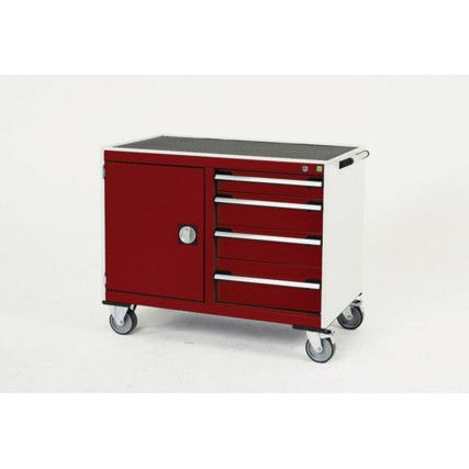 CUBIO MT TROLLEY 50 50 DOOR DRWRMPLEX-LIGHT GREY/RED