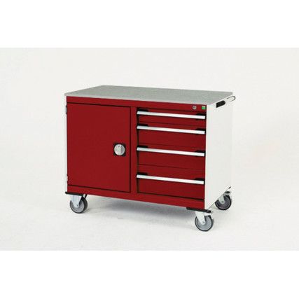 CUBIO MT TROLLEY 50 50 DOOR DRWRLINO-LIGHT GREY/RED