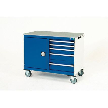 CUBIO MT TROLLEY 50 50 DOOR DRWRLINO-LIGHT GREY/BLUE