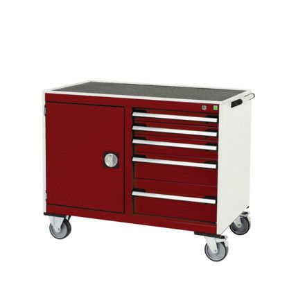 CUBIO MT TROLLEY 50 50 DOOR DRWRT-TRAY-LIGHT GREY/RED