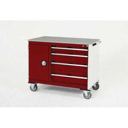 CUBIO MT TROLLEY 40 60 DOOR DRWRLINO-LIGHT GREY/RED