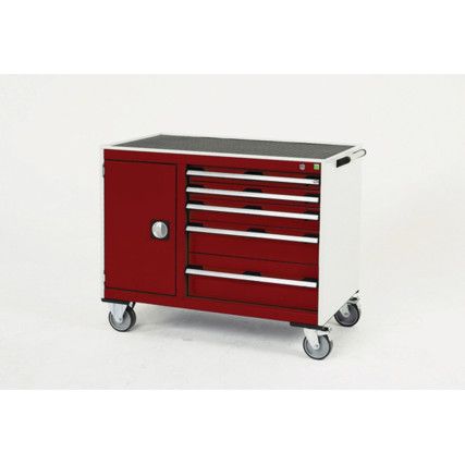 CUBIO MT TROLLEY 40 60 DOOR DRWRMPLEX-LIGHT GREY/RED