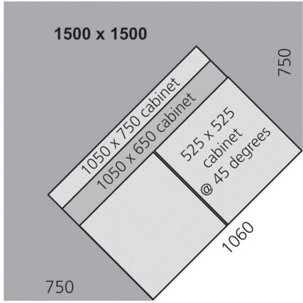 CUBIO 1500x1500x40 CORNER MPLEX TOP