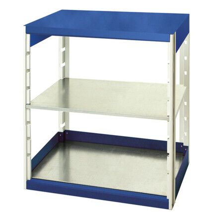 Cubio Standard Duty Shelving, 2 Shelves, 75kg Shelf Capacity, 1000mm x 525mm x 800mm, Blue & Grey